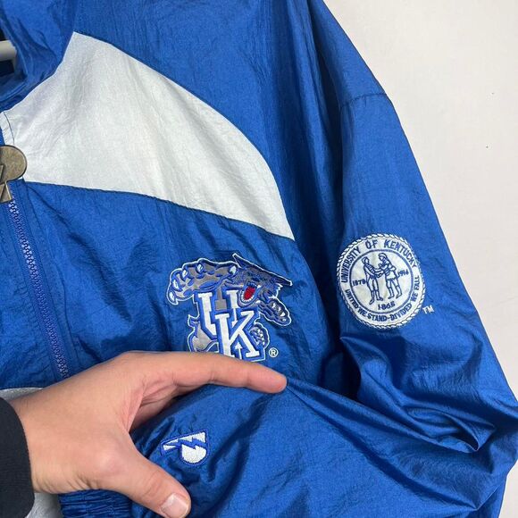 Vintage 90s Kentucky Wildcats Pro Player Royal Blue Gray Wind Breaker Size L - Picture 4 of 8